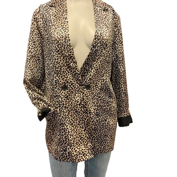 Nine West Leopard print Blazer women’s size small black/gold - Picture 2 of 13
